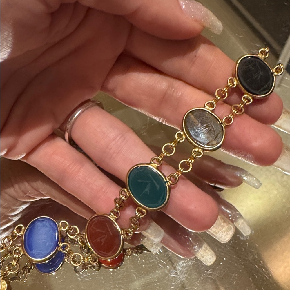 Vintage Coro 12K Gold Filled Multi-Stone Scarab Bracelet ✨ - Picture 5 of 10